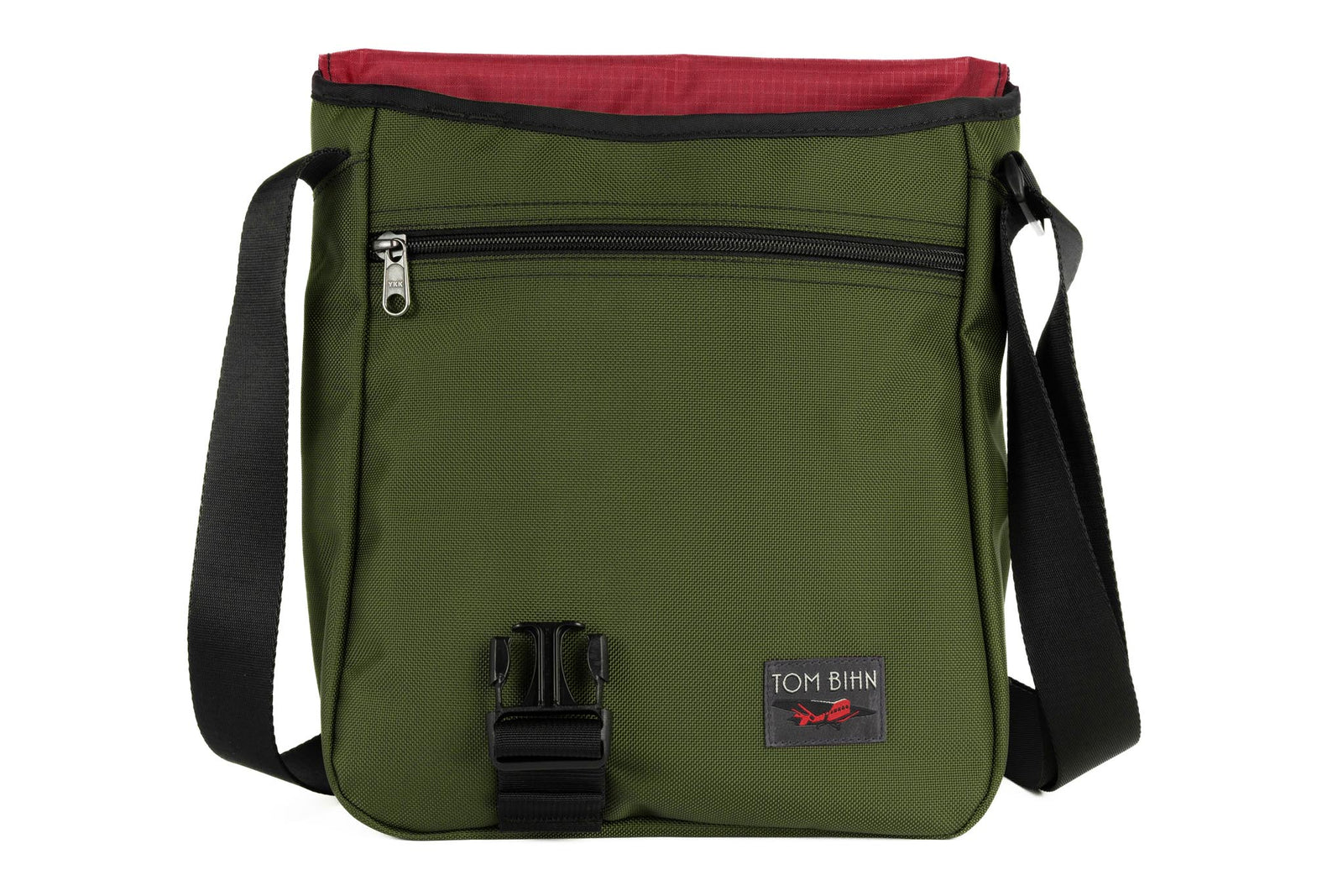 visible variant TB0202-VKSL^^Medium Cafe Bag in Saguaro 630 Ballistic with Sangria (dark red with light red grid) 210 Cerylon interior