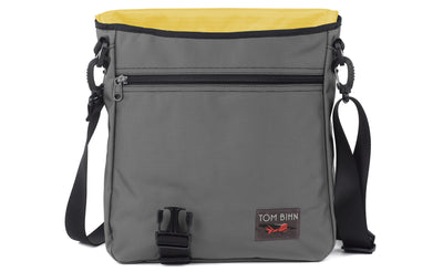 visible variant TB0203-GKRL^^Large Cafe Bag in Nebulous Grey Ballistic with a Marigold Cerylon interior.