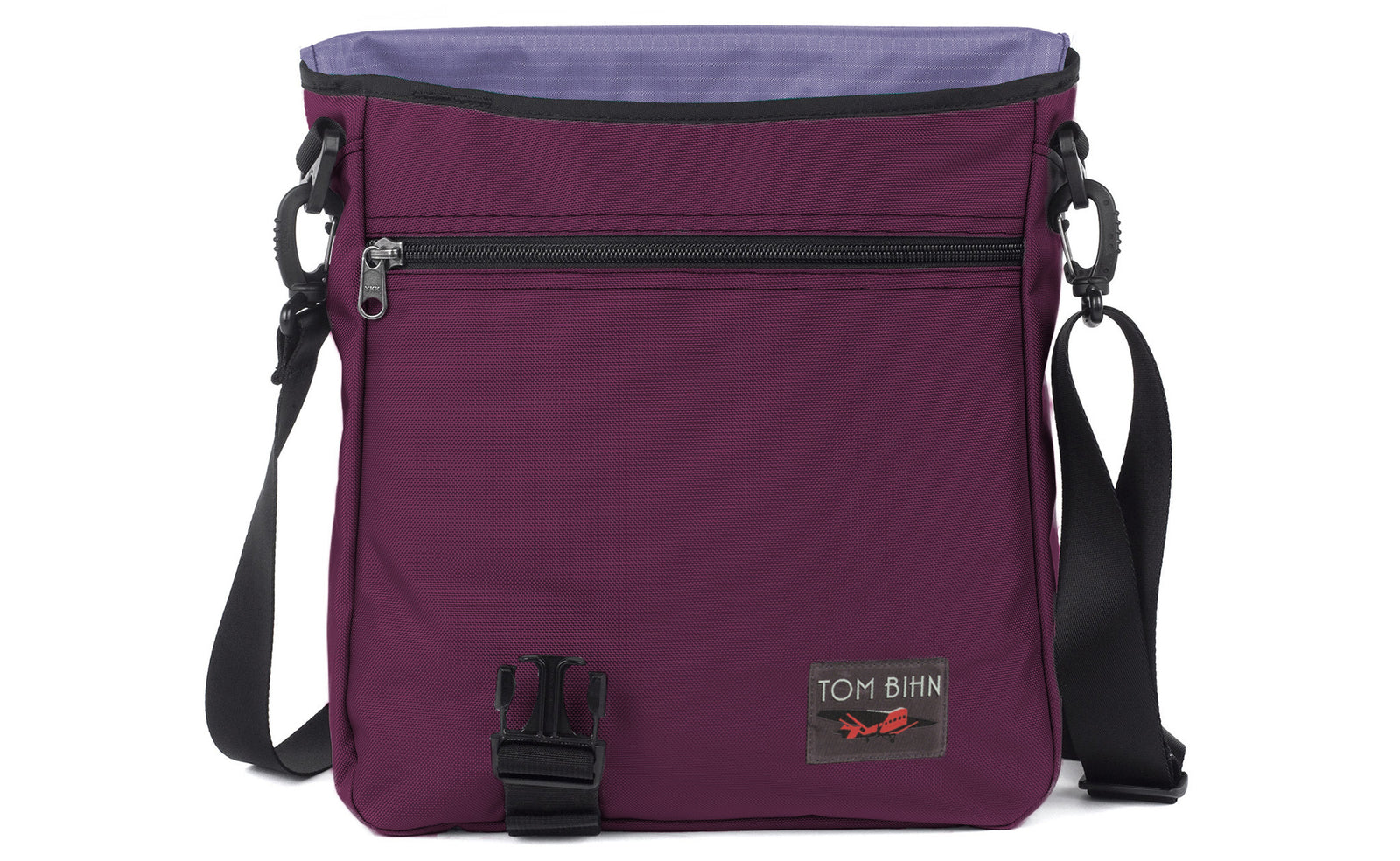 visible variant TB0203-UKDL^^Large Cafe Bag in Aubergine Ballistic with a Dusk Cerylon interior.