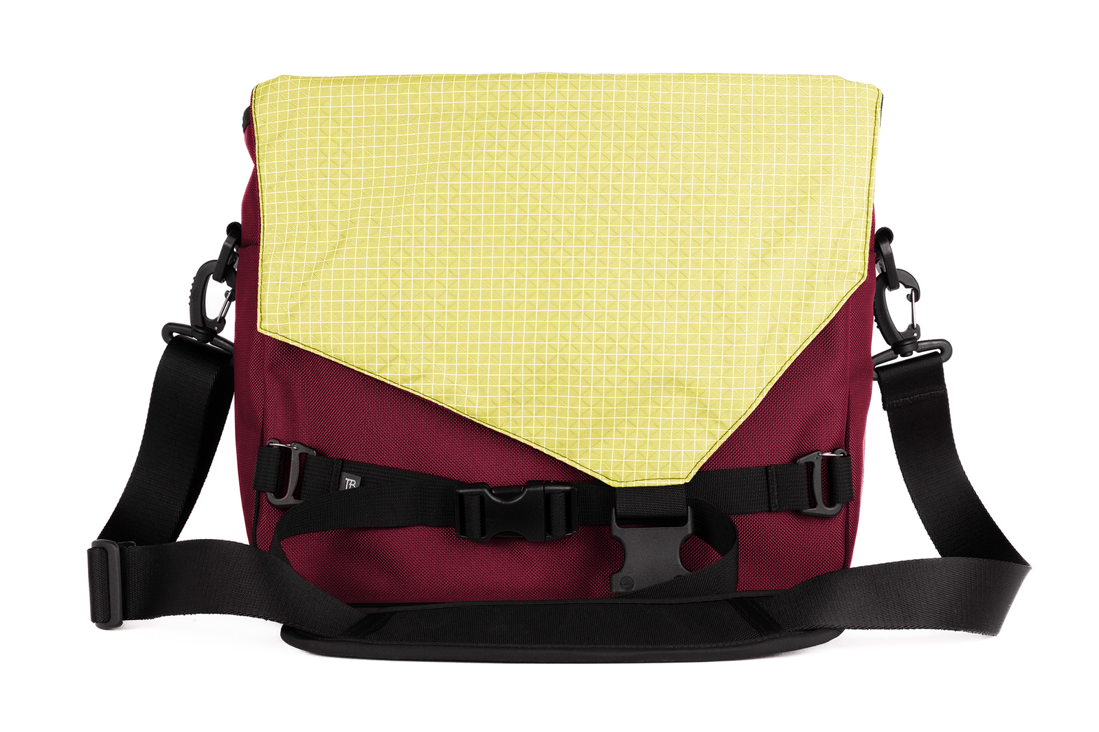 visible variant TB0204-PK2D^^The Maker's Bag in Raspberry (reddish purple) Ballistic with a Lemonade (pale yellow with white grid) 200 Halcyon interior.