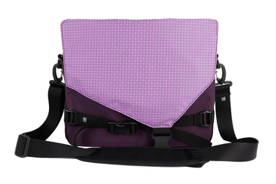 visible variant TB0204-UKYD^^The Maker's Bag in Aubergine (dark purple) Ballistic with a Wisteria (light purple with white grid) 200 Halcyon interior.