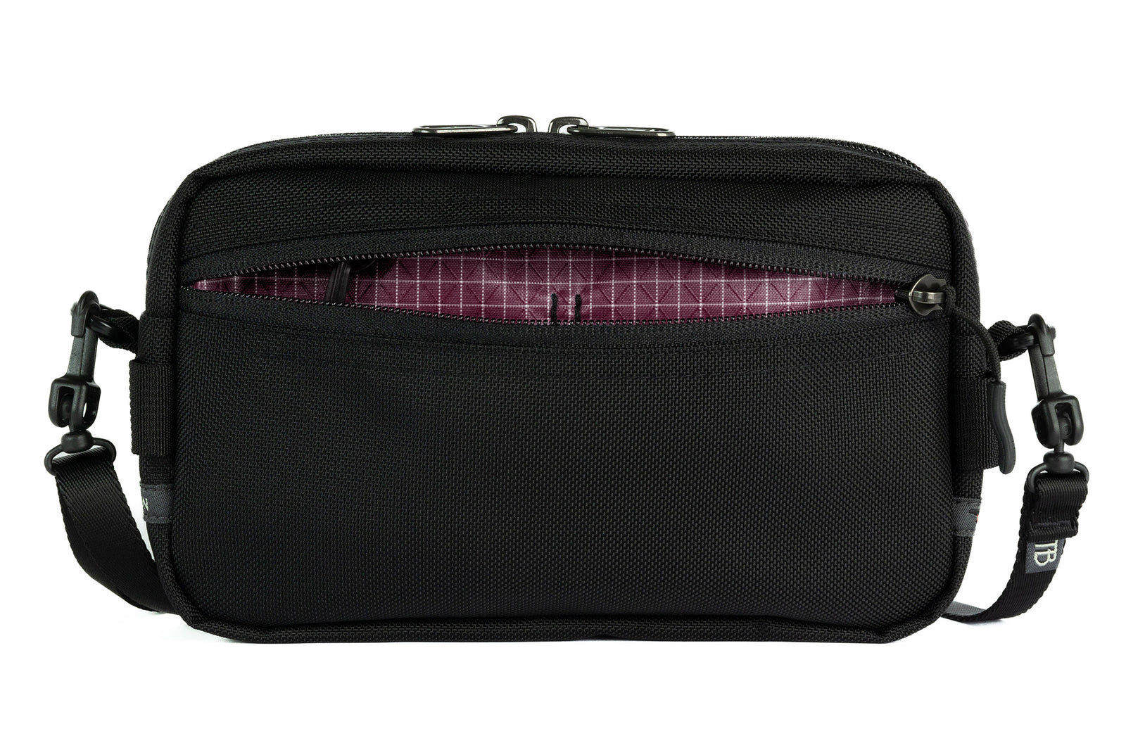 visible variant TB0413-BK5D^^A Side Effect in Black Ballistic with Acai (purple with white grid) 200 Halcyon interior.