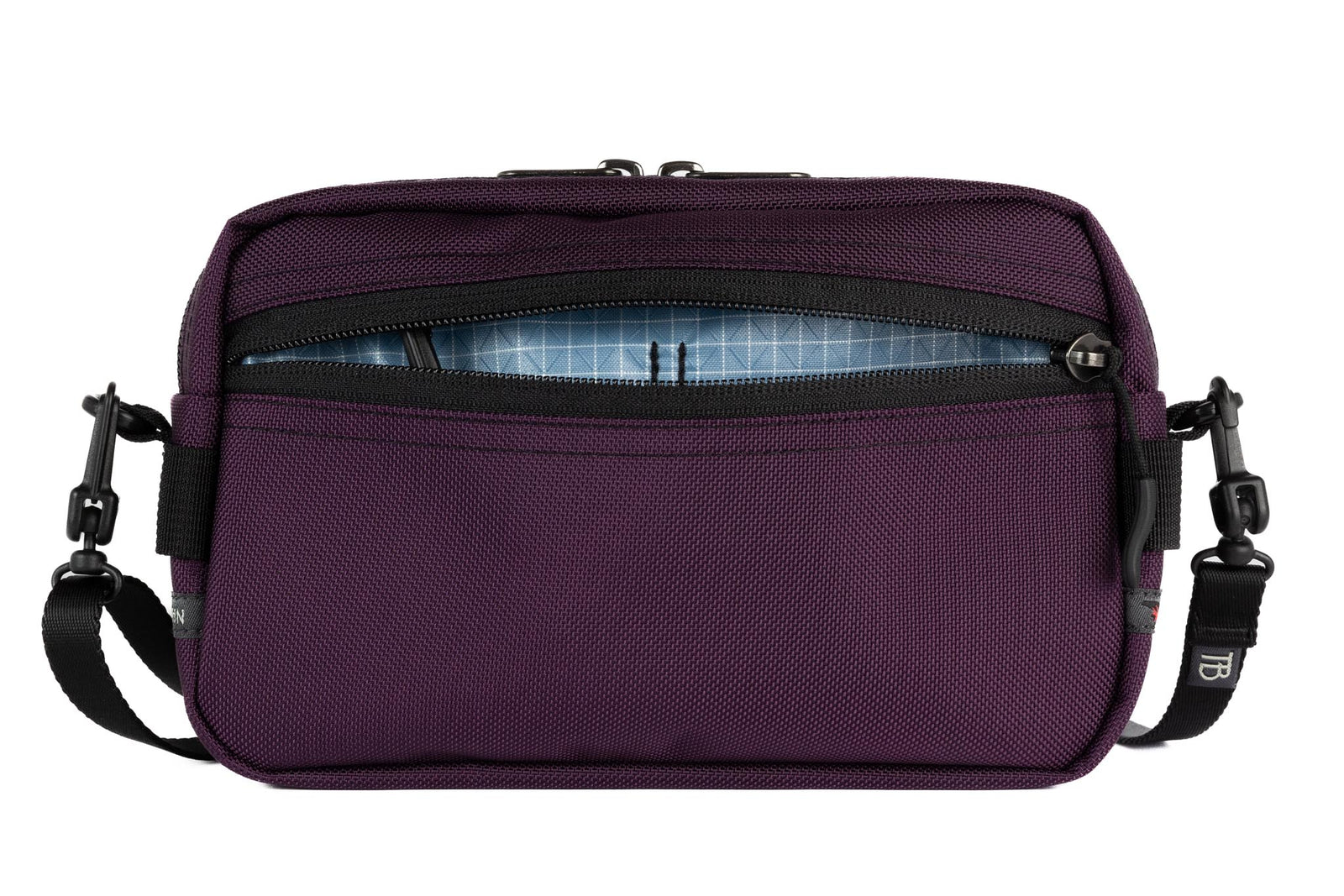 visible variant TB0413-UK7D^^A Side Effect in Aubergine (dark purple) Ballistic with Tidal (light blue with white grid) 200 Halcyon interior.