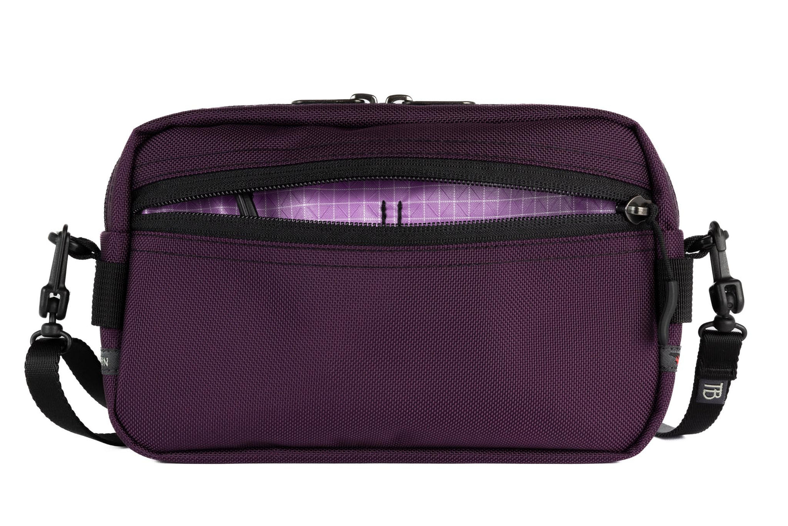 visible variant TB0413-UKYD^^A Side Effect in Aubergine (dark purple) Ballistic with Wisteria (pale purple with white grid) 200 Halcyon interior.