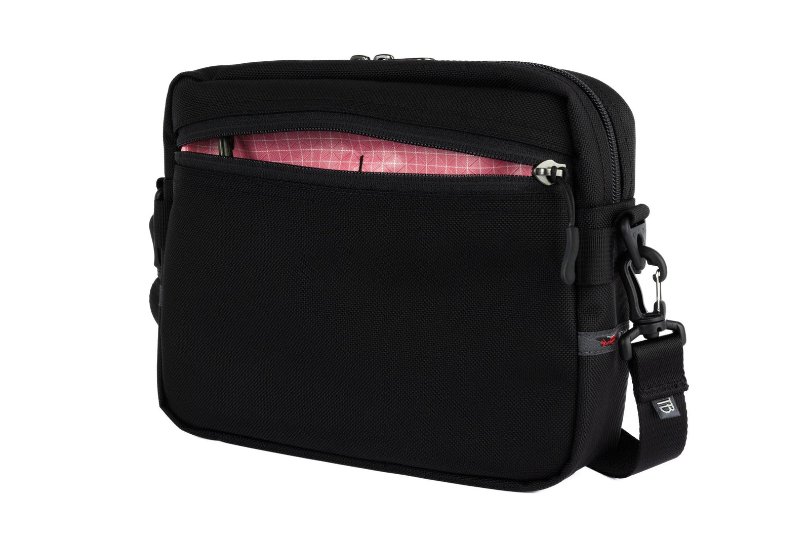 visible variant TB0414-BK4D^^The Side Kick in Black Ballistic with an Sakura (pale pink with white grid) 200 Halcyon interior.