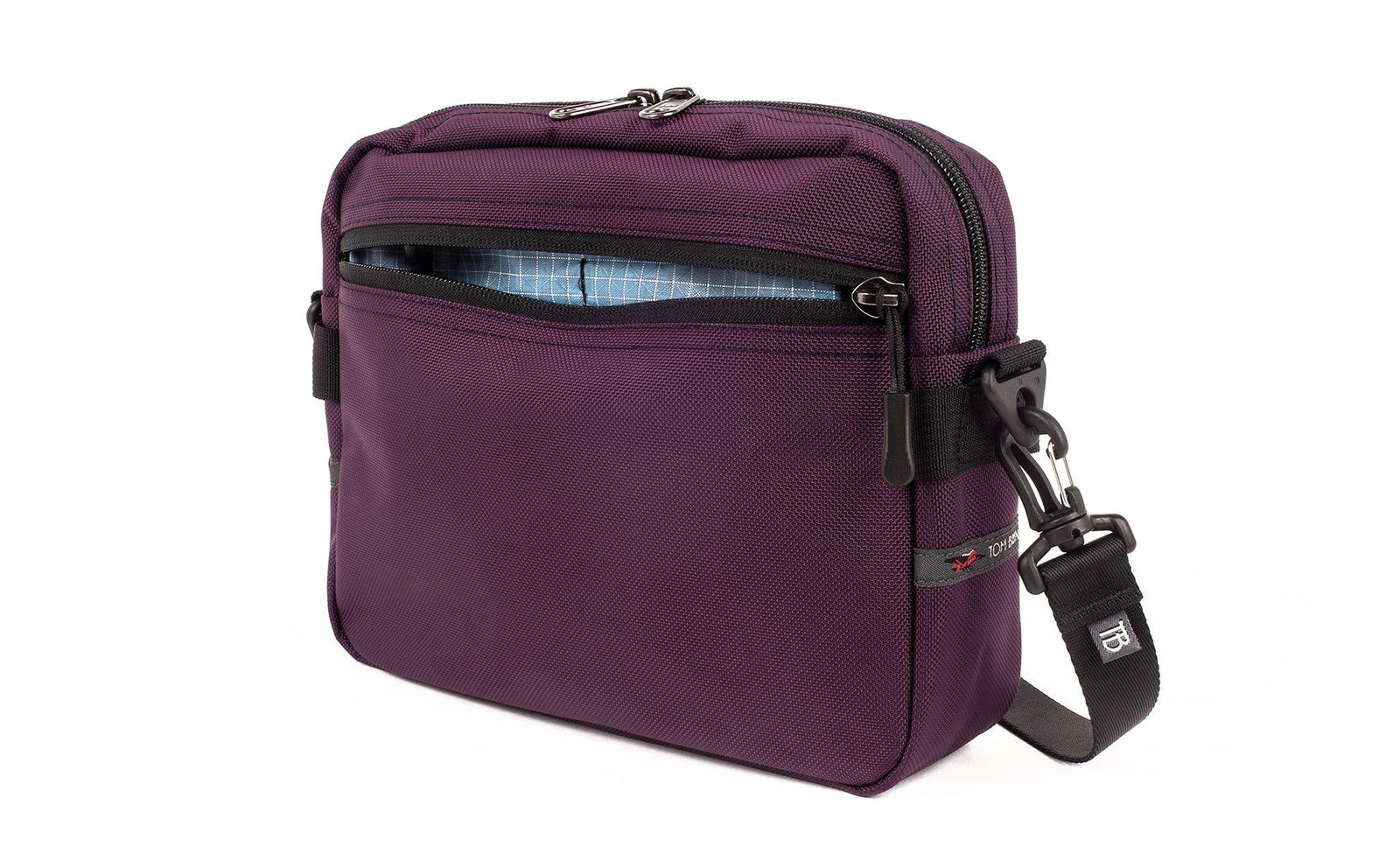 visible variant TB0414-UK7D^^The Side Kick in Aubergine (dark purple) Ballistic with an Tidal (pale blue with white grid) 200 Halcyon interior.