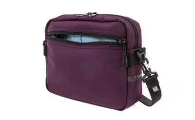 visible variant TB0414-UK7D^^The Side Kick in Aubergine (dark purple) Ballistic with an Tidal (pale blue with white grid) 200 Halcyon interior.