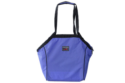 visible variant TB0612-9D^^A Small Zip-Top Shop Bag in Selkie (purplish-blue with white grid) 200 Halcyon.