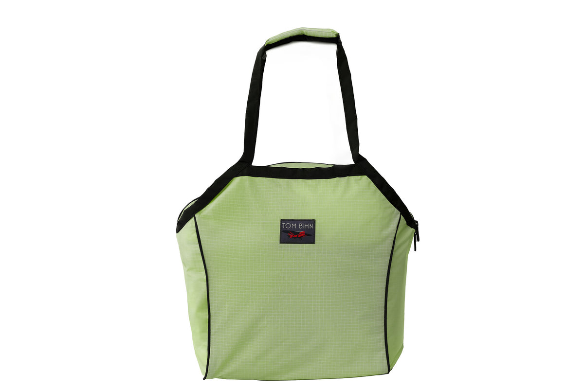 visible variant TB0612-HD^^A Small Zip-Top Shop Bag in Honeydew (pale green with white grid) 200 Halcyon.