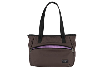 visible variant TB0715-RKYD^^Photo of the Nomad Tote in Ursa Ballistic with Wisteria (pale purple with white grid) 200 Halcyon interior.