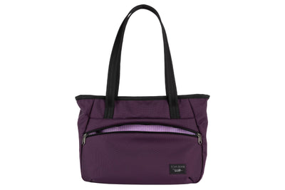 visible variant TB0715-UKYD^^Photo of the Nomad Tote in Aubergine Ballistic with Wisteria (pale purple) 200 Halcyon interior.