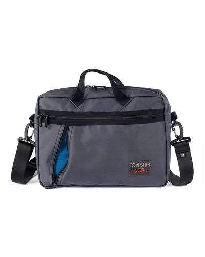 visible variant TB0722-GKOL^^Daylight Briefcase in Nebulous Grey (medium grey) Ballistic with Cobalt (blue) 210 Cerylon interior
