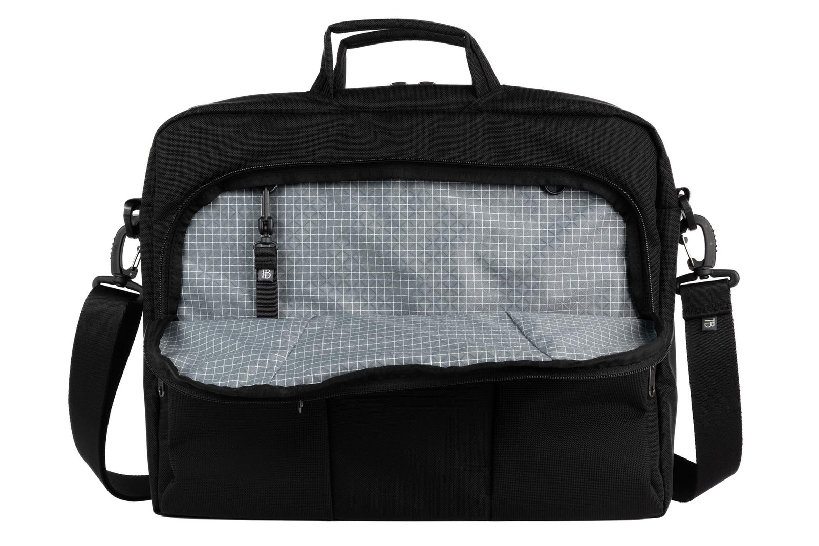 visible variant TB0740-BKND^^The Cadet in Black Ballistic with a Northwest Sky 200 Halcyon (light grey with white grid) interior.
