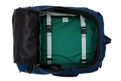 visible variant TB0902-DKKD^^ A Techonaut 30 with a Deep Blue (dark blue) exterior with Sitka (dark green with white grid pattern) 200 Halcyon interior.