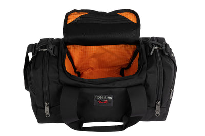 visible variant TB0904-BKZD^^The Night Flight Travel Duffel in Black Ballistic with a Zest 200 Halcyon interior.