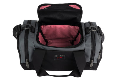 visible variant TB0904-GK4D^^The Night Flight Travel Duffel in Nebulous Grey Ballistic with an Sakura 200 Halcyon interior.