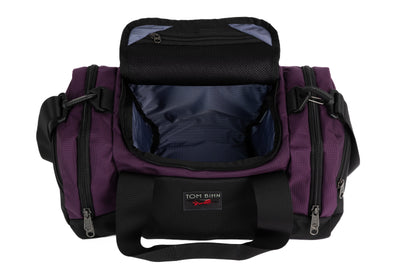 visible variant TB0904-UKDL^^The Night Flight Travel Duffel in Aubergine Ballistic with a Dusk 210 Cerylon interior.