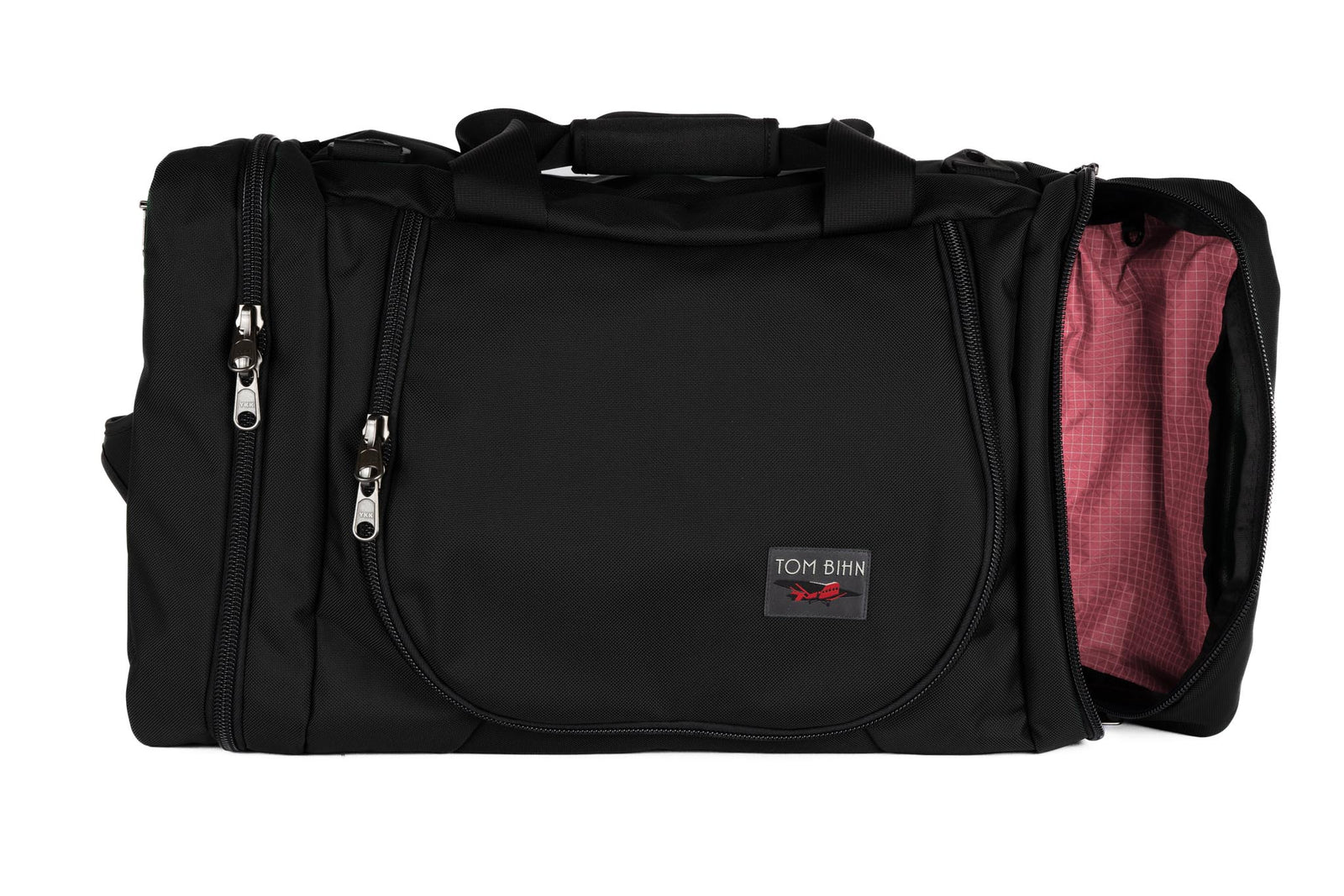 visible variant TB0906-BK4D^^A Black Ballistic Aeronaut 45 with the end pocket open showing the Sakura (pale pink) Halcyon.