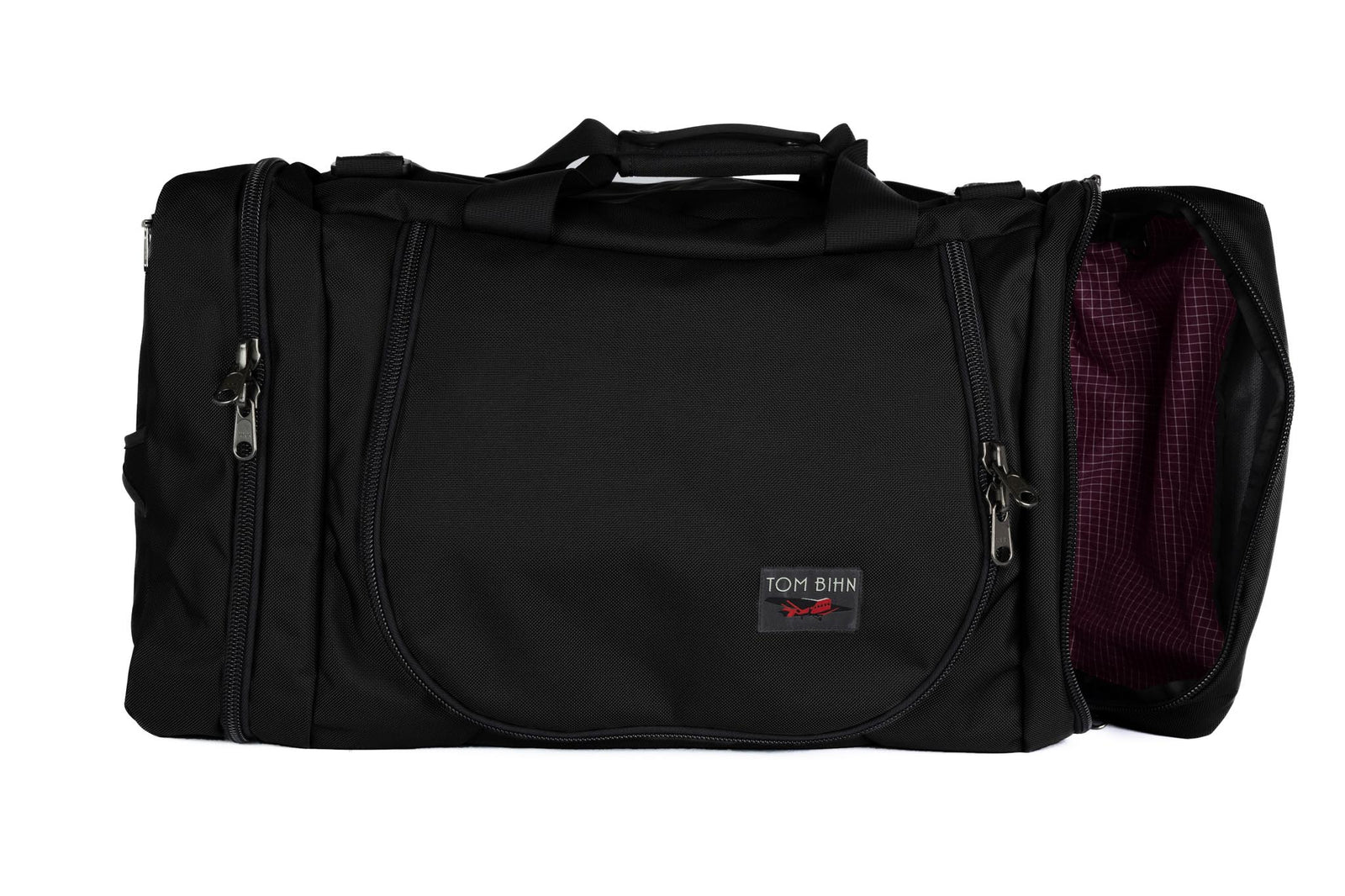 visible variant TB0906-BK5D^^A Black Ballistic Aeronaut 45 with the end pocket open showing the Acai (purple) Halcyon.