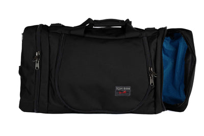 visible variant TB0906-BKLD^^A Black Ballistic Aeronaut 45 with the end pocket open showing the Island (bright blue) Halcyon.