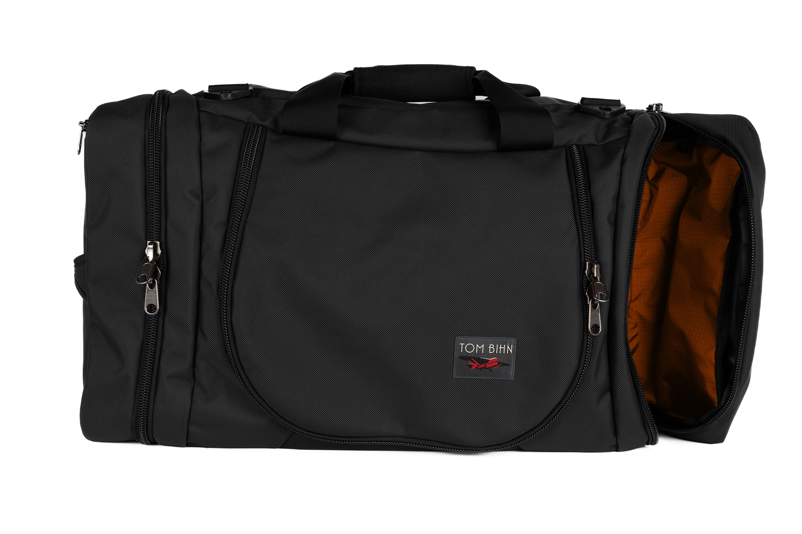 visible variant TB0906-BKPL^^A Black Ballistic Aeronaut 45 with the end pocket open showing the Persimmon (dark orange) Cerylon.