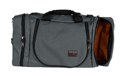 visible variant TB0906-GKPL^^A Nebulous Grey (medium grey) Ballistic Aeronaut 45 with the end pocket open showing the Persimmon (orange) Cerylon.