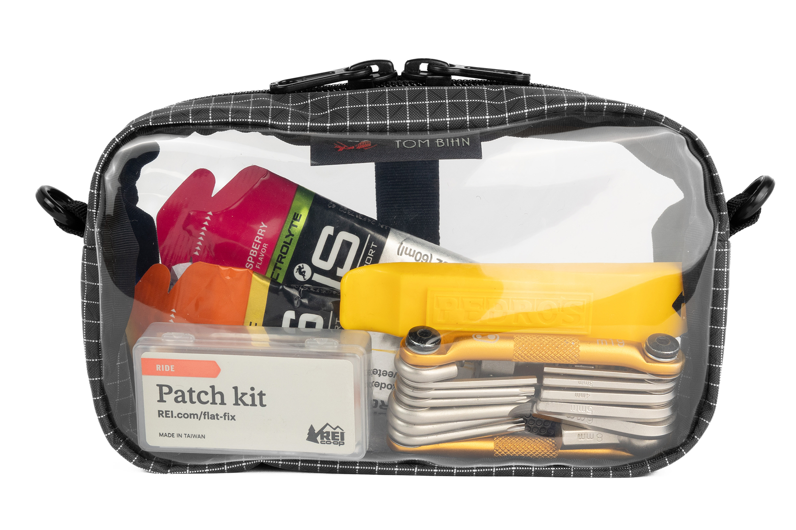 visible variant TB0917-SD^^A Steel (dark grey with white grid pattern) Halcyon 3D Clear Organizer Cube filled with sundries.