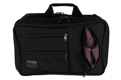visible variant TB0952-BB5D^^A Western Flyer in Black 1050 Ballistic with a Acai 200 Halcyon (dark purple with white grid) interior.