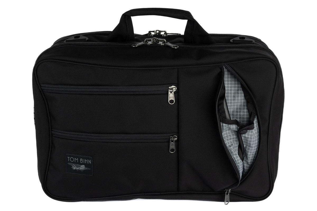 TOM BIHN Western Flyer, Carry-On Backpack & Briefcase, 26L Black Ballistic/Northwest Sky 200 Halcyon