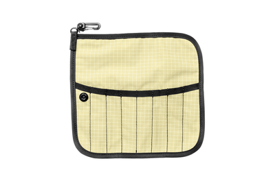 visible variant TB1235-2D^^The front of a Tool Pen Wrap in Lemonade (pale yellow with white grid) 200 Halcyon.