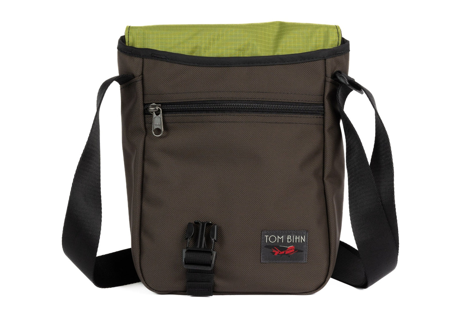 visible variant TB0201-RKML^^Small Cafe Bag in Ursa 630 Ballistic with a Moss 210 Cerylon interior.