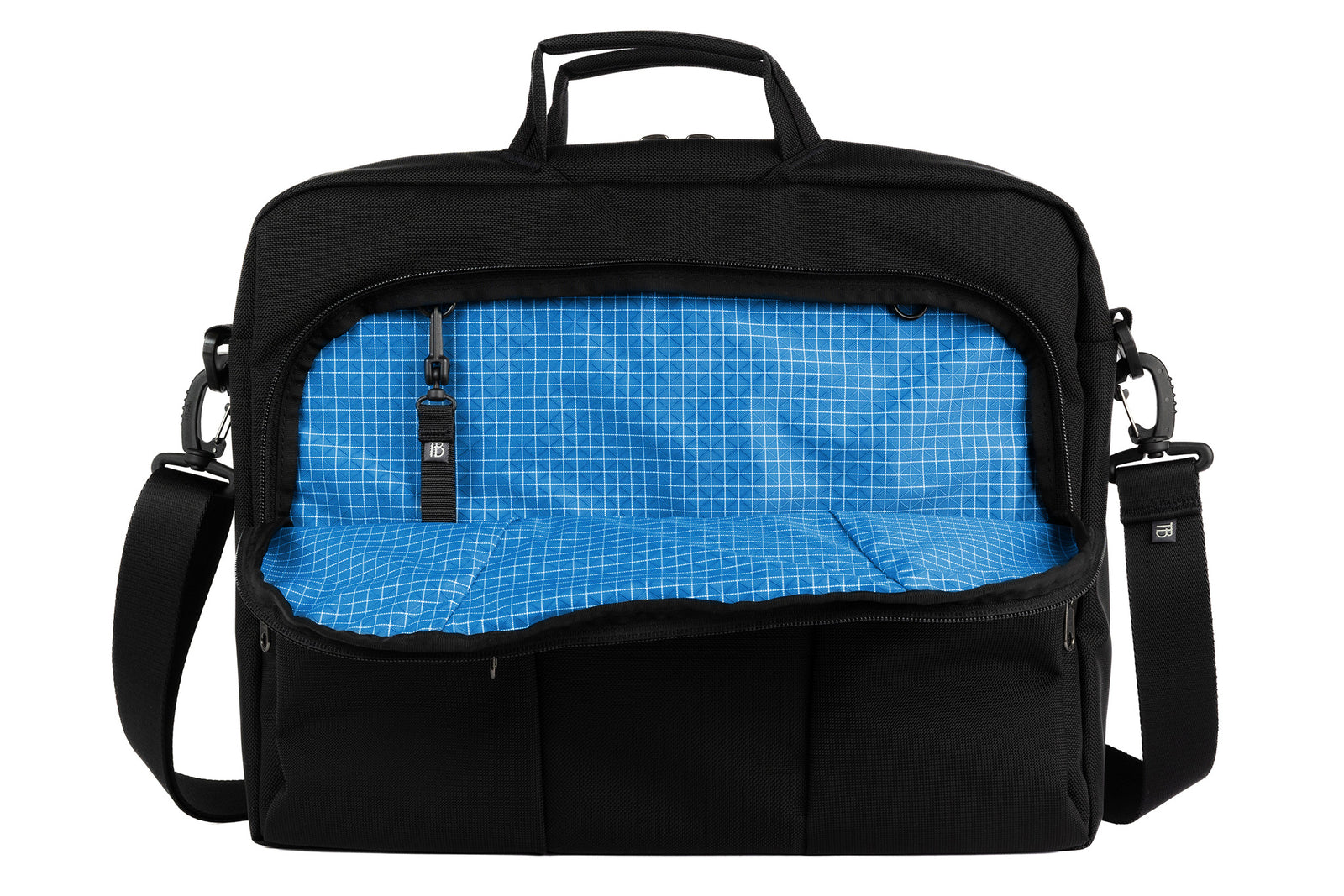 visible variant TB0740-BKLD^^The Cadet in Black Ballistic with a Island (bright blue with white grid) 200 Halcyon interior.