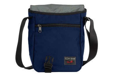 visible variant TB0201-DKGL^^Small Cafe Bag in Deep Blue Ballistic with a Mountain Grey Cerylon interior.