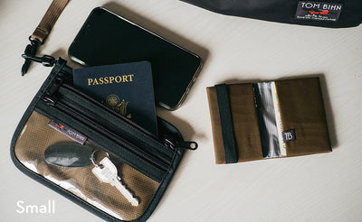 lifestyle visible^^Small Double Organizer Pouch with a passport pouch in it'