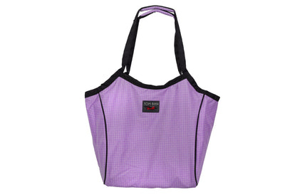 visible variant TB0610-YD^^The Original Large Shop Bag in Wisteria (light purple with white grid) 200 Halcyon.