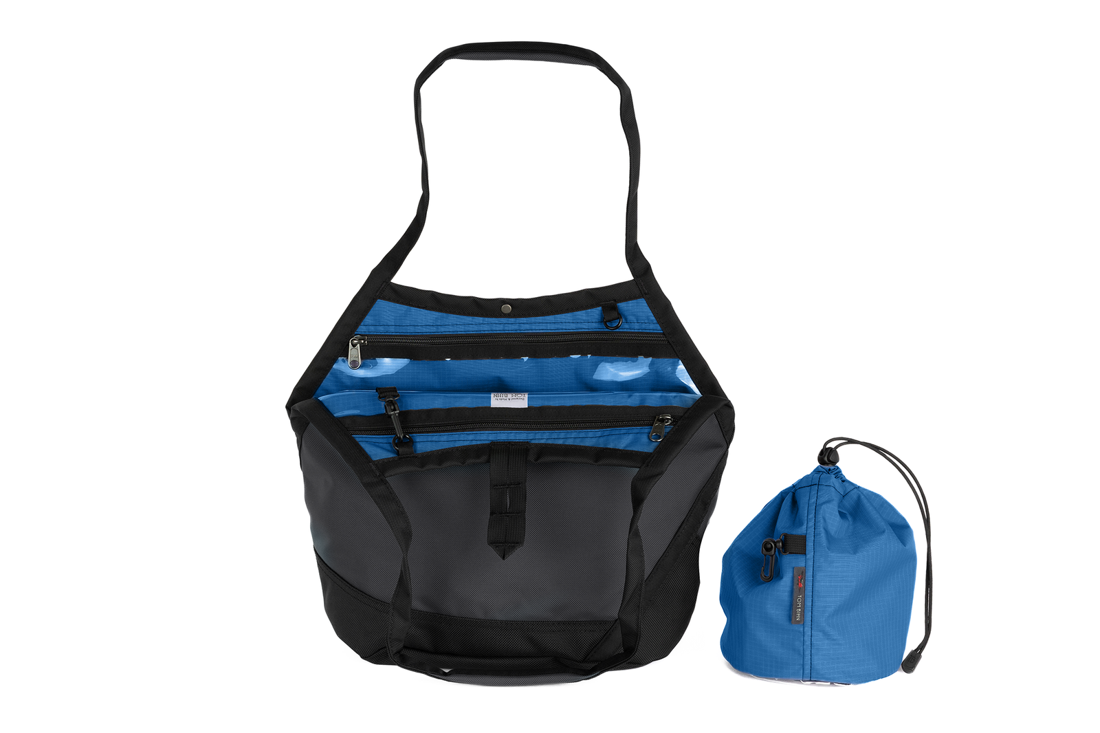 visible variant TB0660-GKOL^^A Swift in Nebulous Ballistic with Cobalt (blue with light blue grid) 200 Halcyon interior and Yarn Stuff Sack.