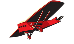 Red and black airplane illustration