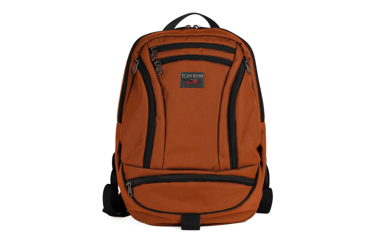 TOM BIHN Synapse 19, Everyday Carry Backpack, 19L Burnt Orange Ballistic/Sangria 210 Cerylon
