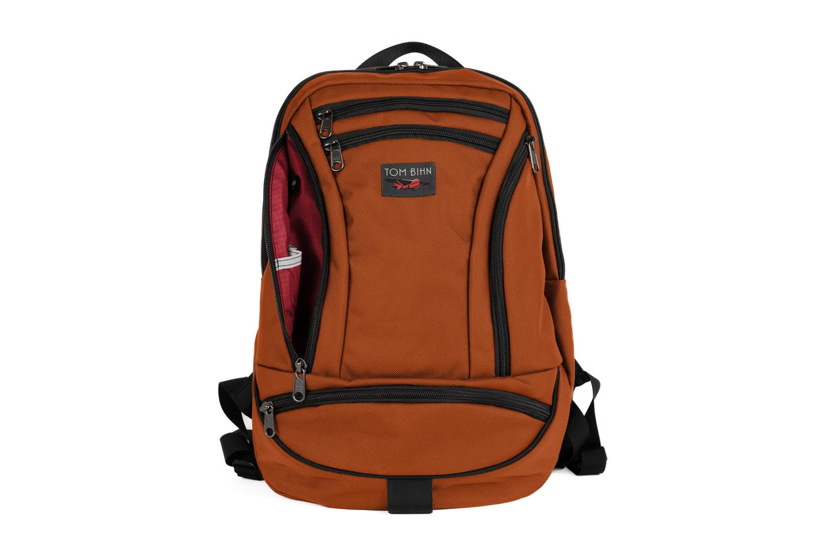 TOM BIHN Synapse 19, Everyday Carry Backpack, 19L Burnt Orange Ballistic/Sangria 210 Cerylon
