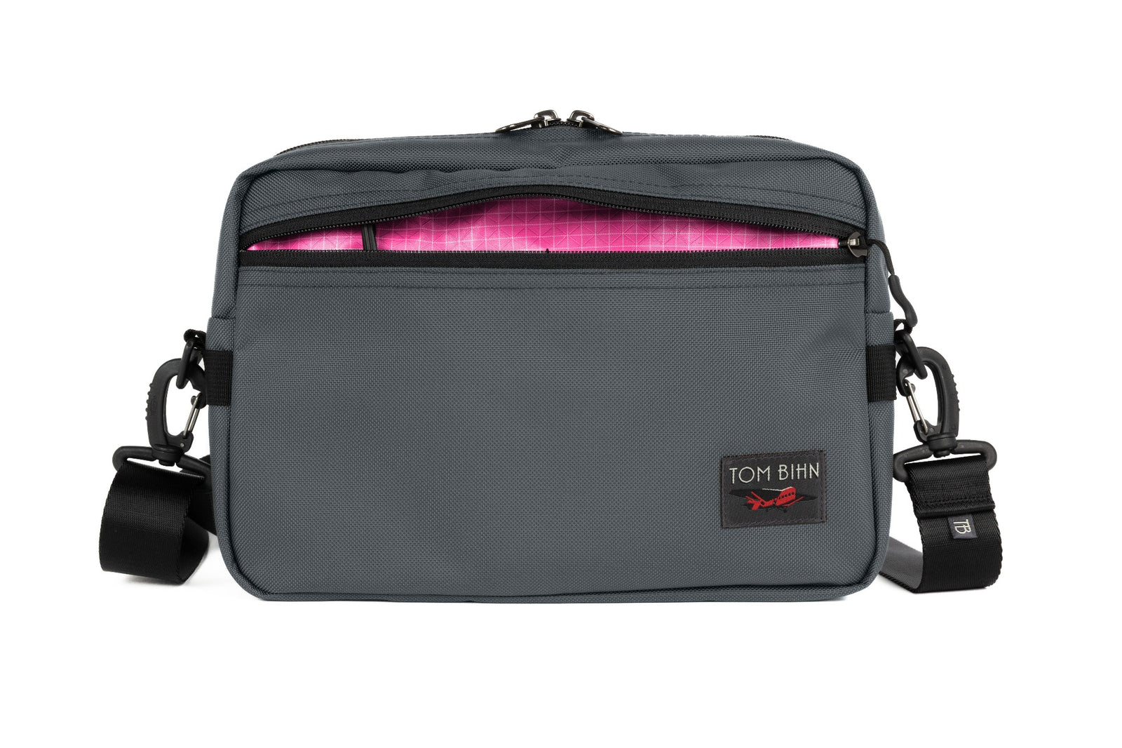 visible variant TB0415-GKPD^^The Side Hustle in Nebulous Grey Ballistic with Cerise (pink) 200 Halcyon interior.