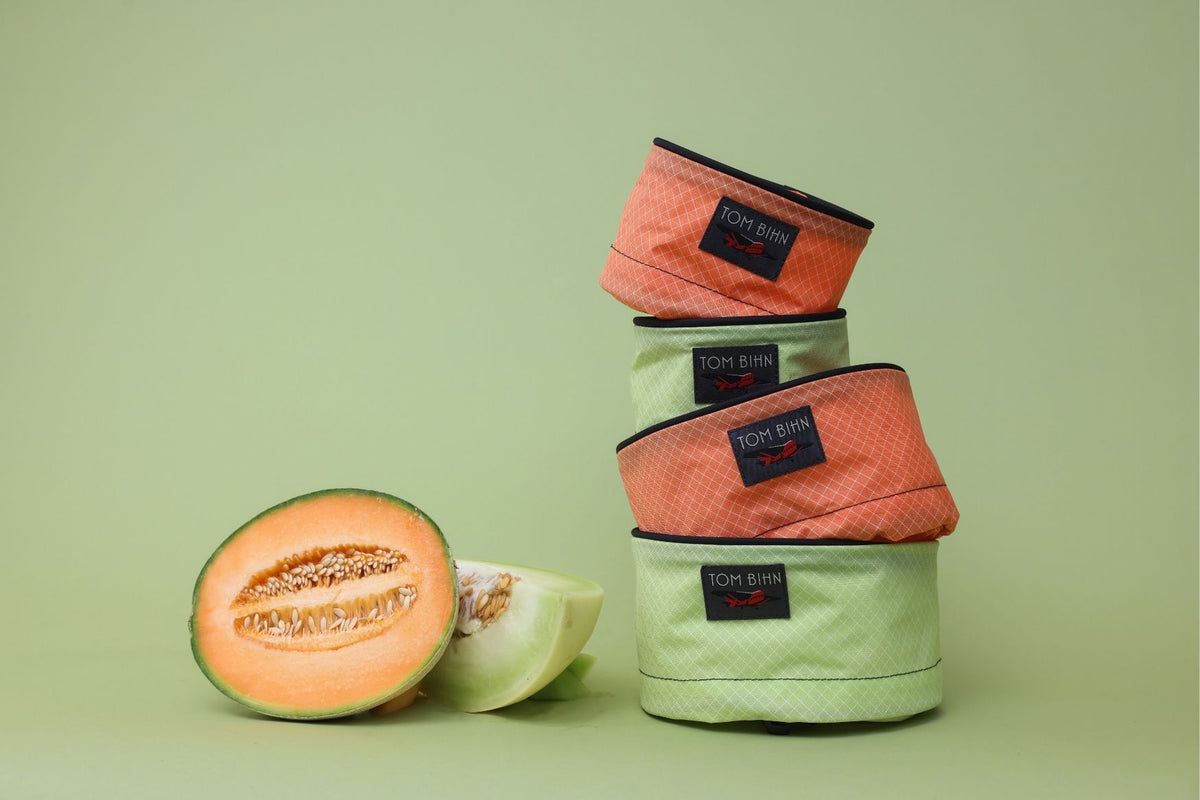 Travel trays in Cantaloupe and Honeydew 210d Halcyon.