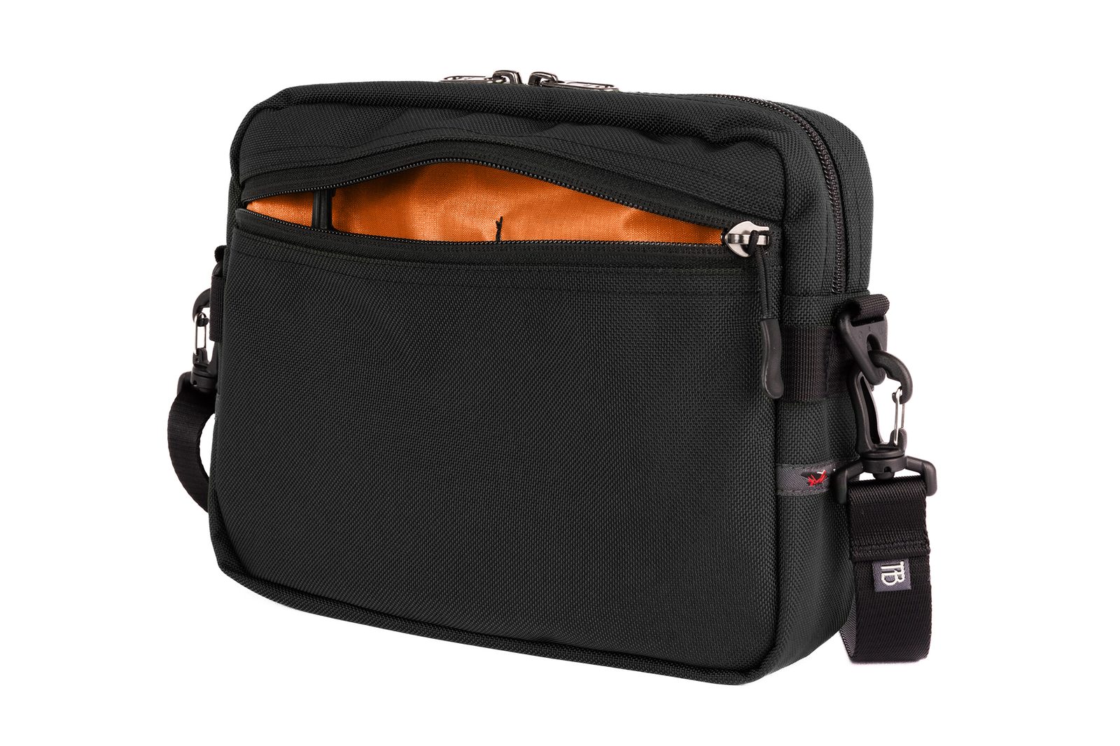 visible variant TB0414-BKPL^^The Side Kick in Black 630 Ballistic with an Persimmon (dark orange with orange grid) 210 Cerylon interior.