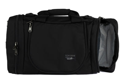 visible variant TB0906-BKND TB0906-BBND^^A Black Ballistic Aeronaut 45 with the End Pocket open showing the Northwest Sky (light-grey) Halcyon.