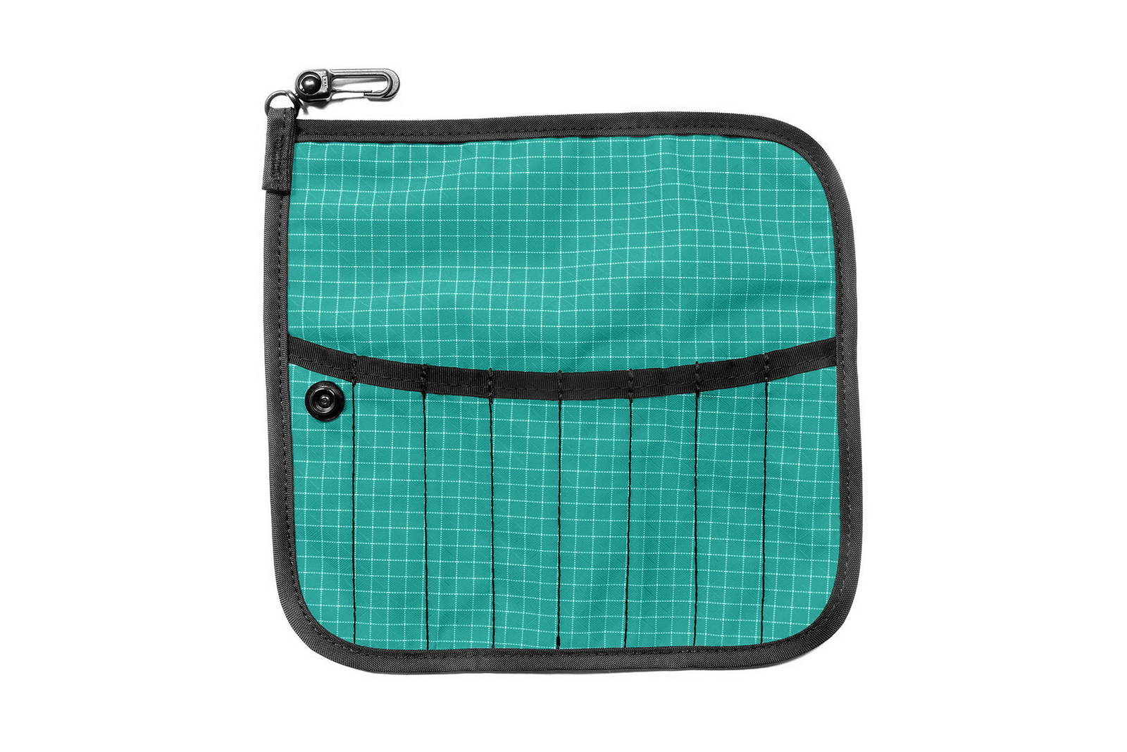 visible variant TB1235-ED^^The front of a Tool Pen Wrap in Kelpie (bluish-green with white grid) 200 Halcyon.