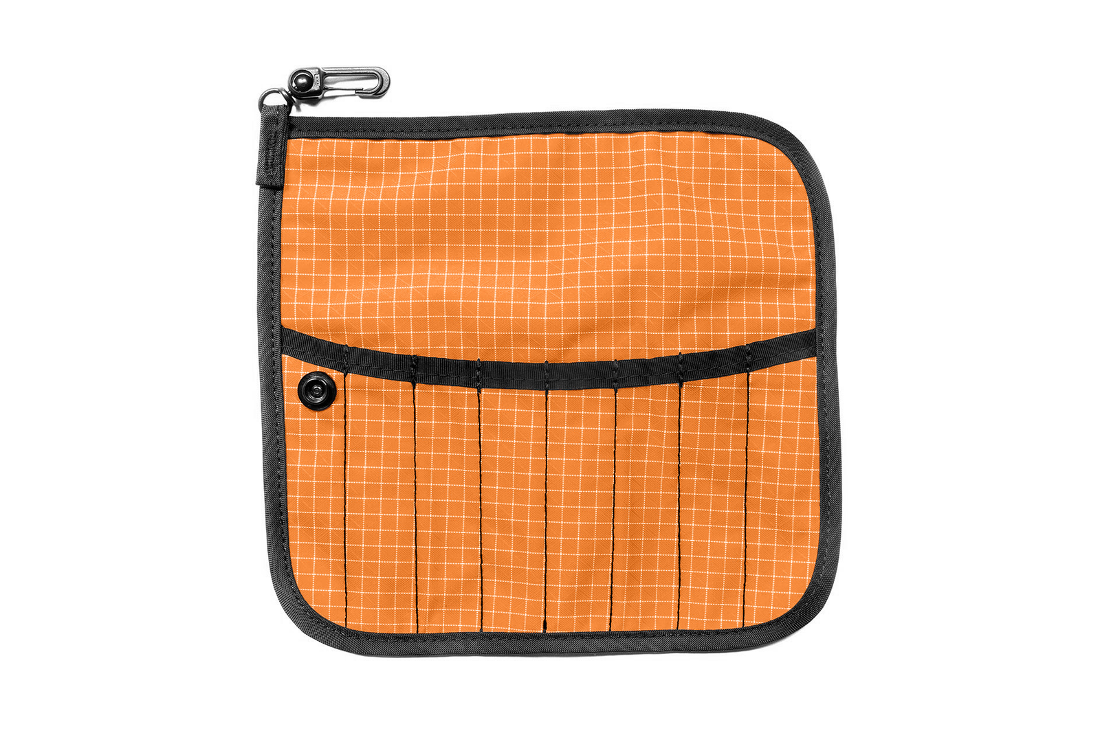 visible variant TB1235-ZD^^The front of a Tool Pen Wrap in Zest (orange with white grid) 200 Halcyon.