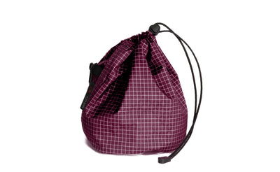 visible variant TB0662-5D^^A Medium, clear-bottomed Yarn Stuff Sack in Acai (dark purple with white grid) 200 Halcyon.