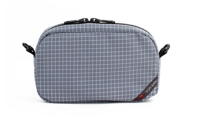 visible variant TB0919-ND^^An all-fabric Northwest Sky grey with white grid pattern 3D Organizer Cube.