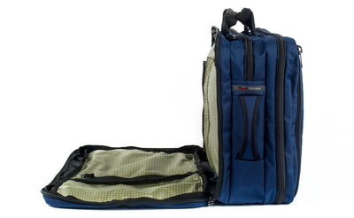 visible variant TB0940-DK8D^^A Tri-Star in Deep Blue (dark blue) Ballistic with an Taiga (olive green with white grid) 200 Halcyon interior.