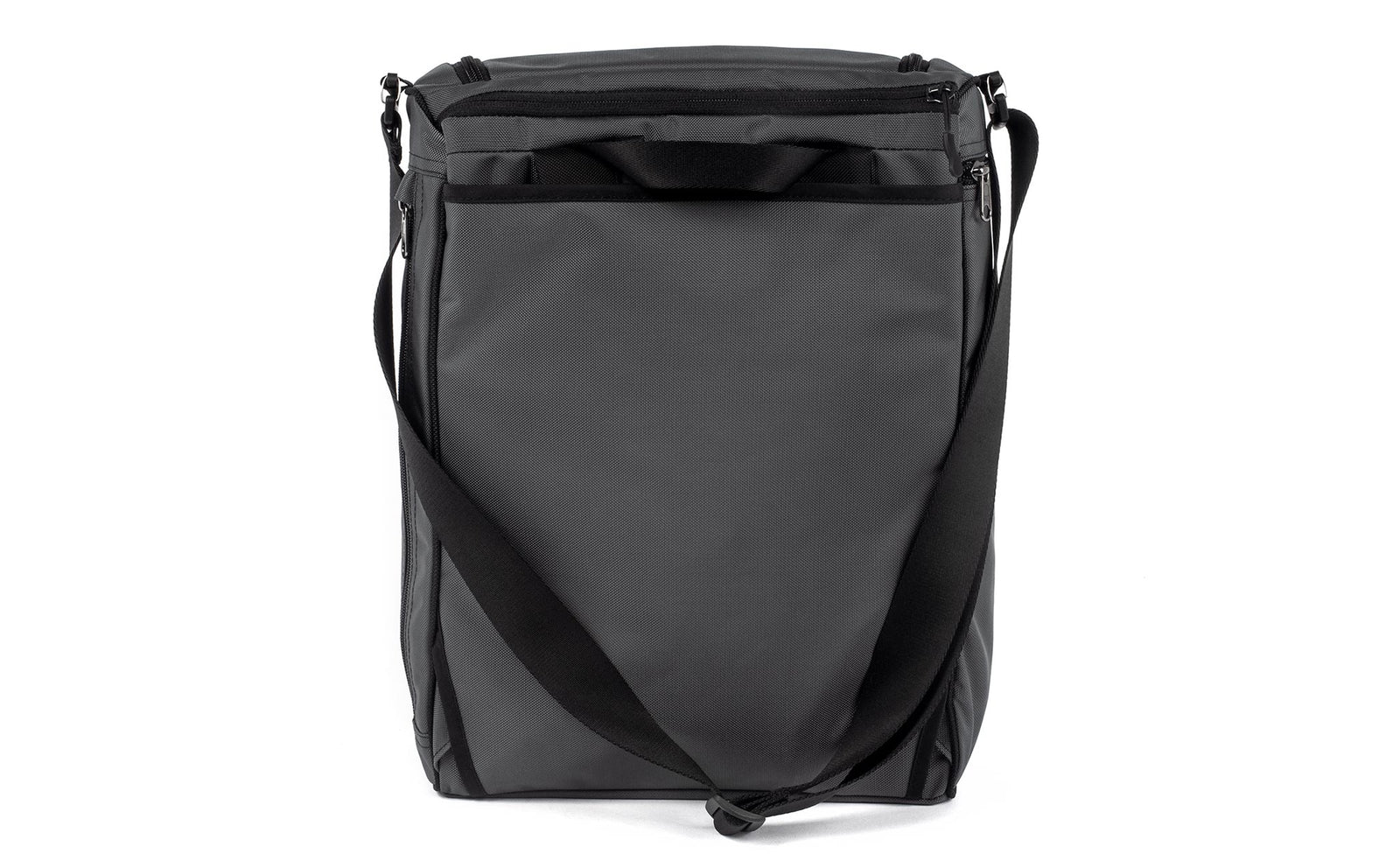 detail visible^^Back of Cambiata with backpack straps tucked away and shoulder strap attached.