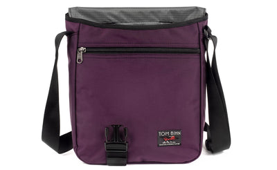 visible variant TB0202-UKGL^^Medium Cafe Bag in Aubergine (dark purple) 525 Ballistic with Mountain Grey (grey with light grey grid) 210 Cerylon interior